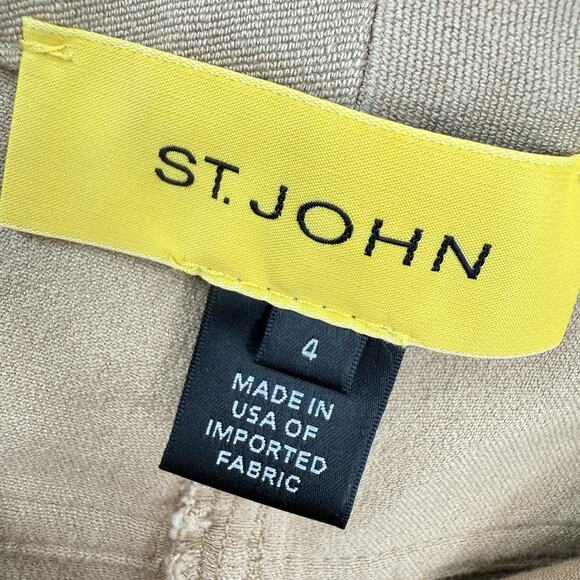 ST JOHN Pants Womens 4 Straight Leg Stretch 5 Pocket Tan Camel Casual Office - Picture 13 of 14